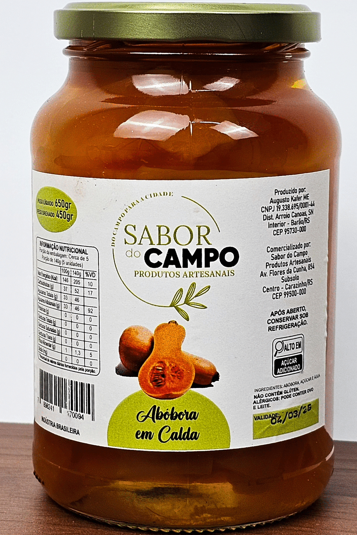 Doce de Abórbora em Calda Sabor do Campo  650g 