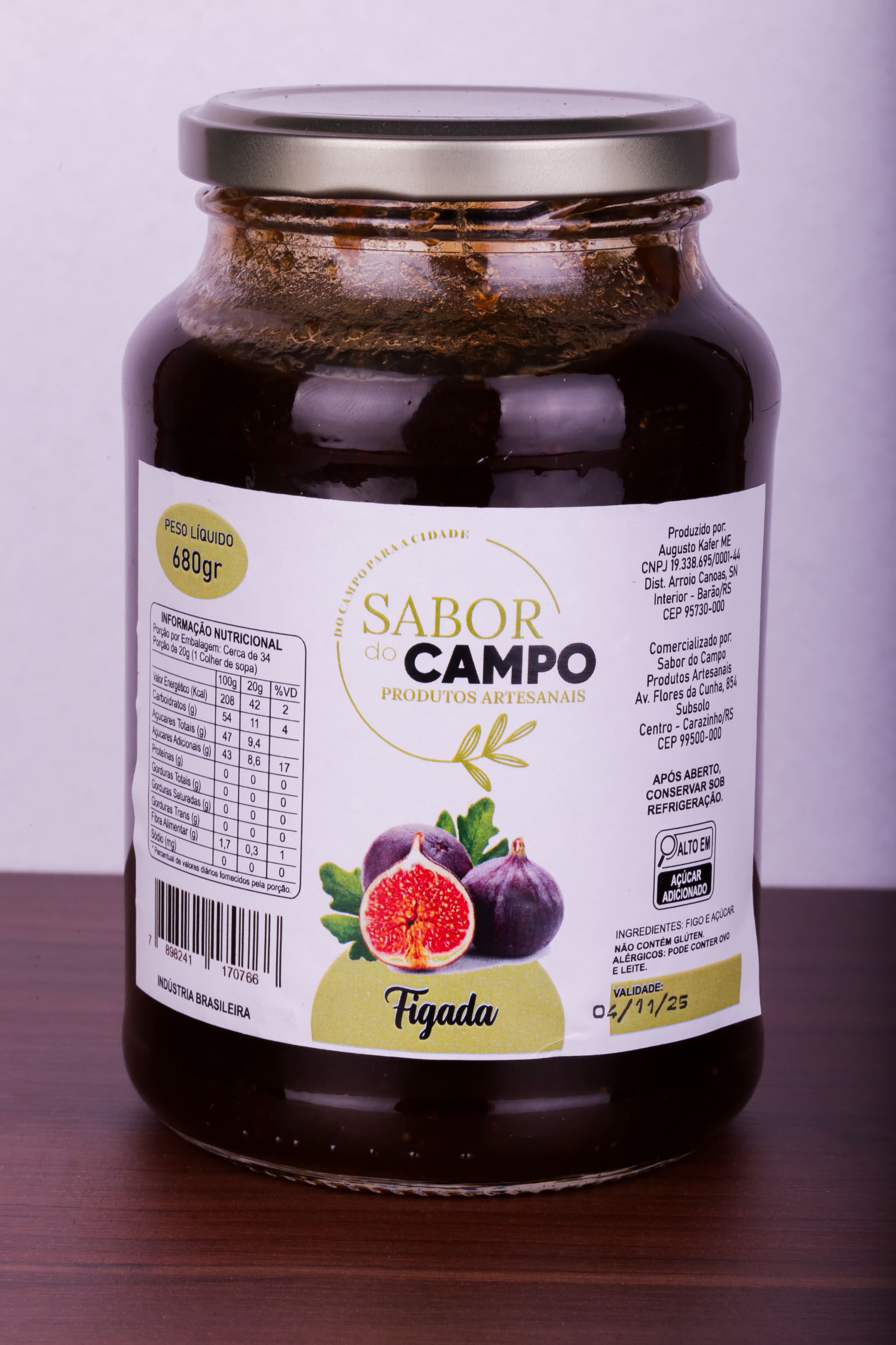 Geleia Artesanal De Figo (figada) Sabor do Campo 680g