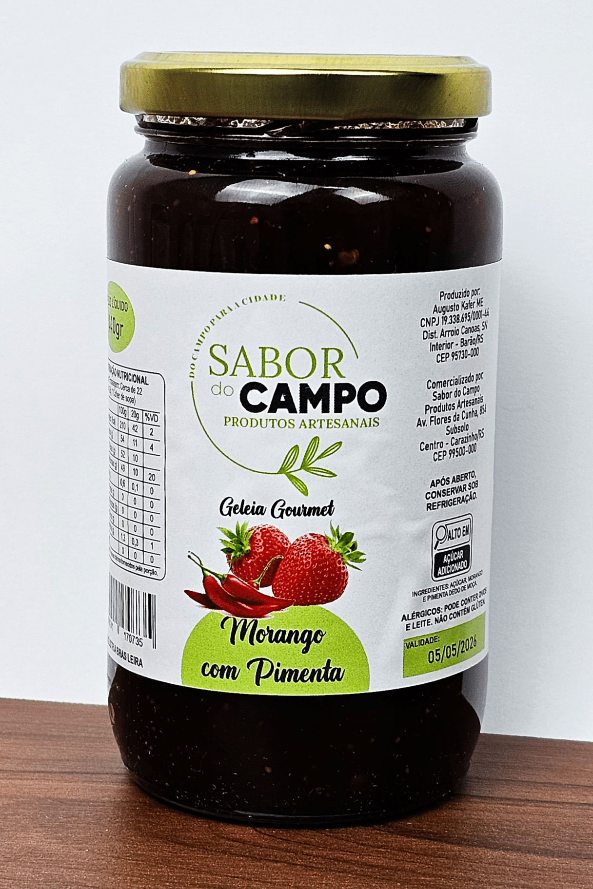 Geleia Artesanal de Morango Com Pimenta Picante Sabor do Campo 440g