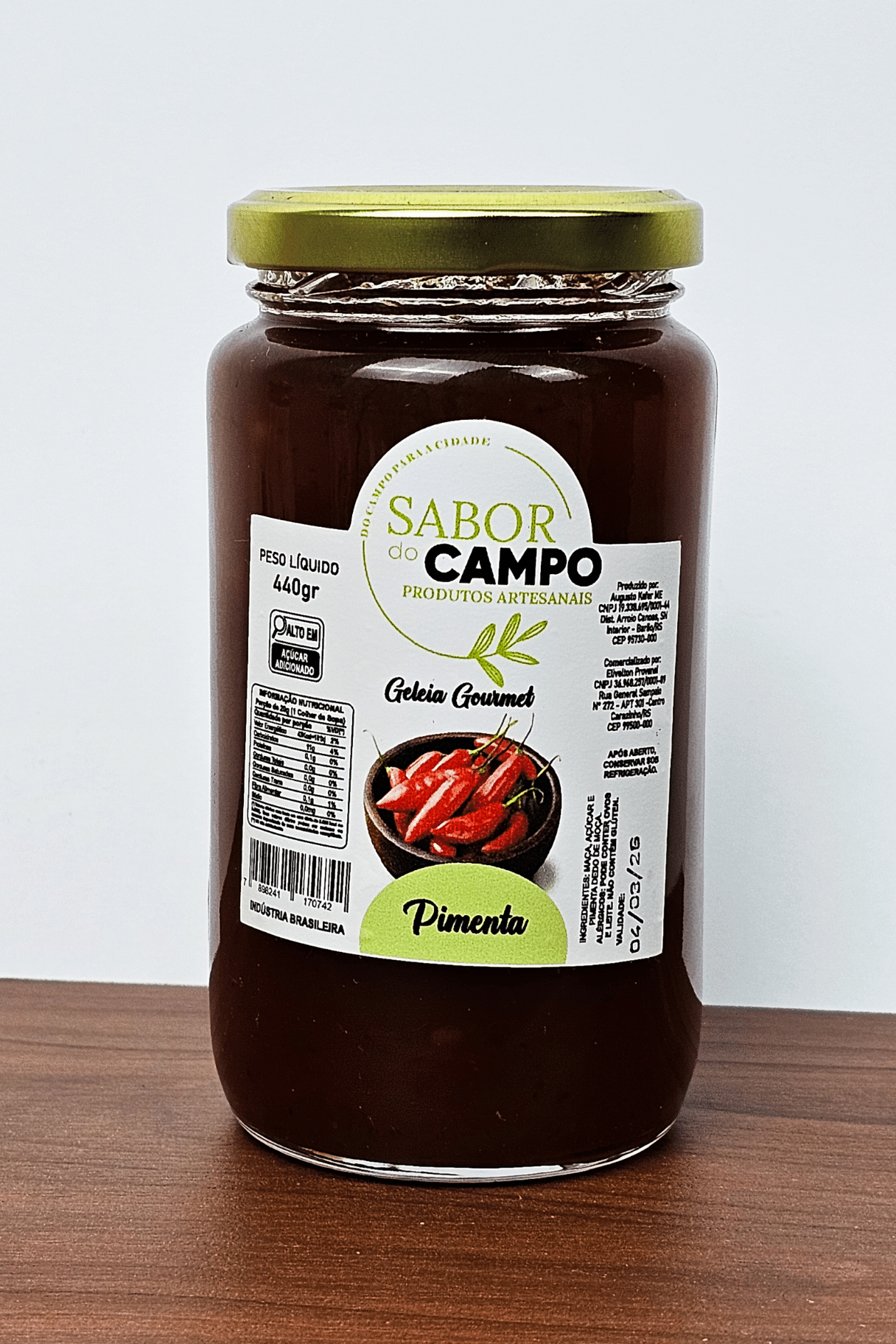 Geleia Artesanal de Pimenta Sabor do Campo Picante 440g 