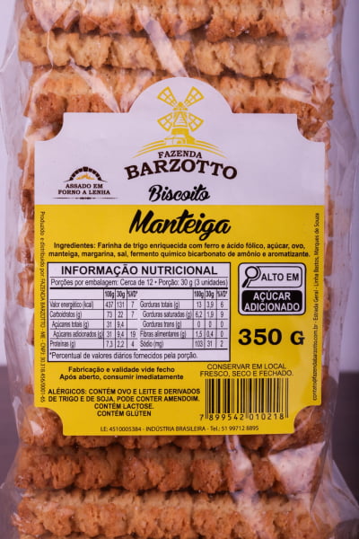 Biscoitos De Manteiga (Bolacha Amanteigada) Artesanais Barzotto  350g