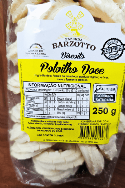 Biscoitos De Polvilho Doce Artesanais Barzotto  250g