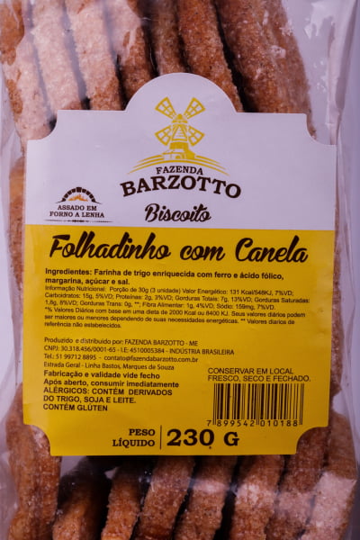 Biscoitos Folhados Artesanais Com Canela Barzotto 230g