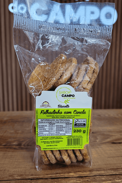 Biscoitos Folhados Artesanais Com Canela 230g