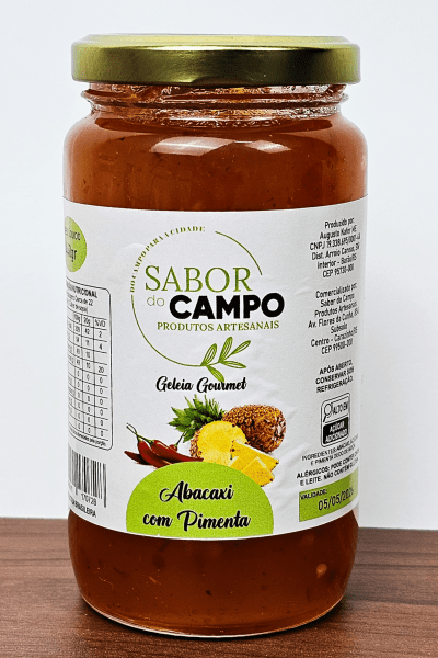 Geleia Artesanal de Abacaxi Com Pimenta Picante Sabor do Campo 440g 