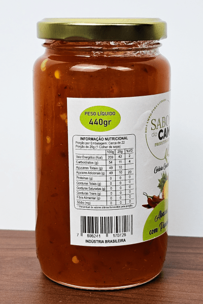 Geleia Artesanal de Abacaxi Com Pimenta Picante Sabor do Campo 440g 