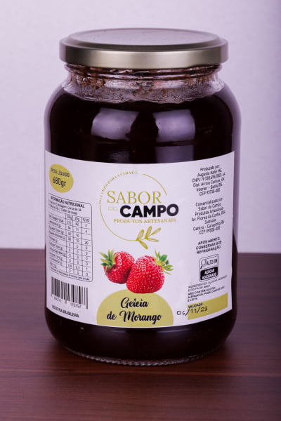 Geleia Artesanal De Morango Em Pedaços Sabor do Campo 680g