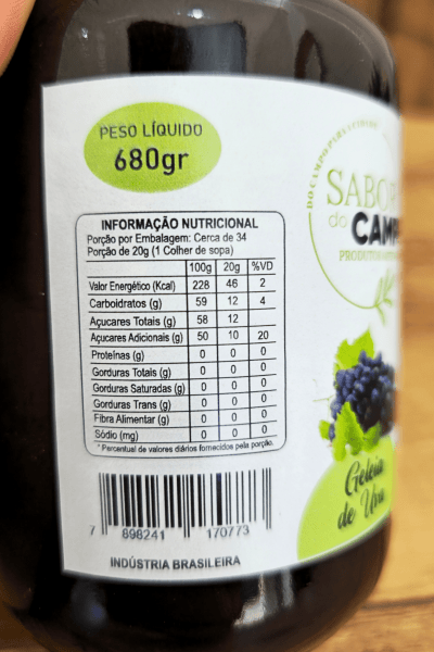 Geleia Artesanal de Uva (uvada) 680g